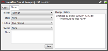 screenshot fragment: Notes tab