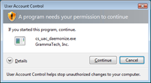 screenshot: UAC dialog