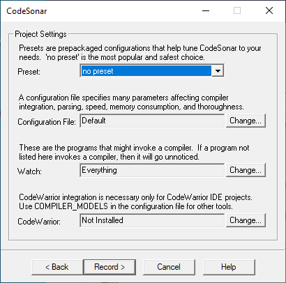 Windows build wizard, screen 2.