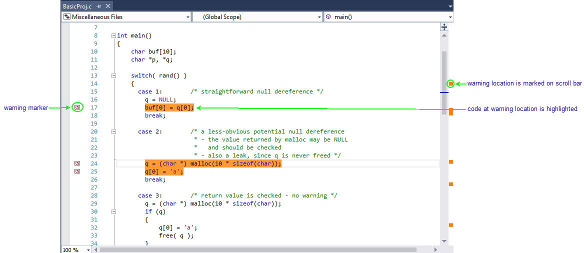 annotated screenshot fragment: file listing showing warning markers