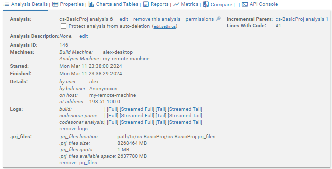 screenshot fragment: show Analysis Details expansion