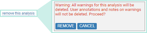 screenshot fragment: link expansion for project removal