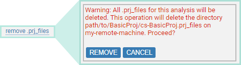 screenshot fragment: link expansion for project removal