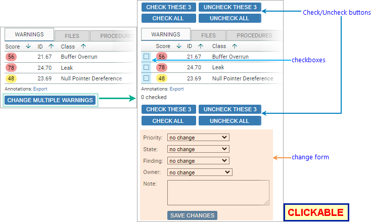 Annotated Screenshot Fragment: Change Multiple Warnings expansion