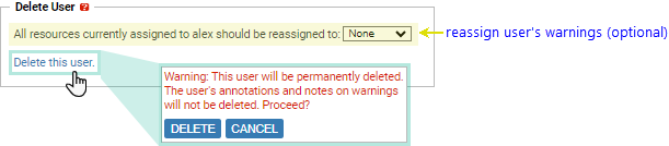 Annotated Screenshot: Delete User tab