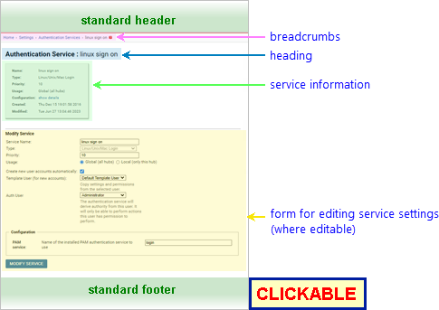 Annotated Screenshot: Edit Authentication Service page