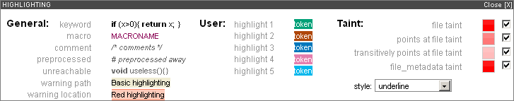 screenshot fragment: highlight legend