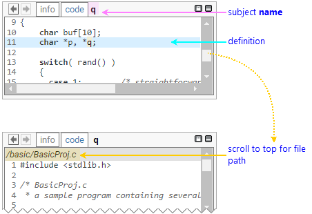 def tab of the information window