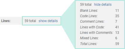 screenshot fragment: lines details expansion