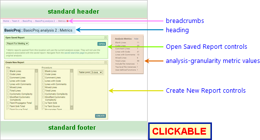 annotated screenshot: Metric Report Creation page