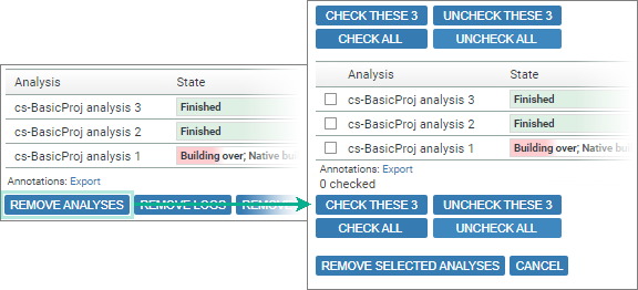 screenshot fragment: expansion after clicking Remove Analyses