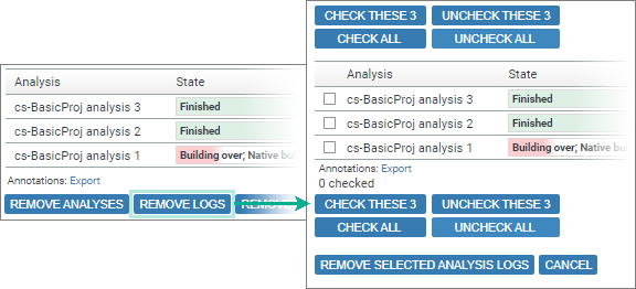 screenshot fragment: expansion after clicking Remove Analyses
