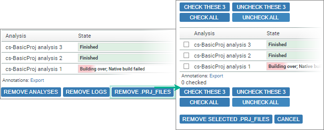screenshot fragment: expansion after clicking Remove Analyses