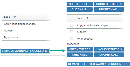 screenshot fragment: expansion after clicking Remove Warning Processors