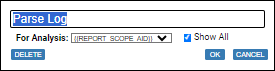 screenshot: report parse log dialog