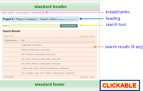Annotated Screenshot: Search Callers Page