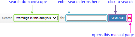 annotated screenshot fragment: simple search tool