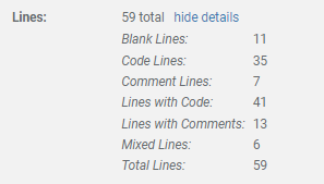 Screenshot: expanded Lines section