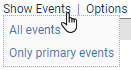 screenshot fragment: warning report show events menu
