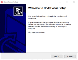 Screenshot: Installer,
          initial screen