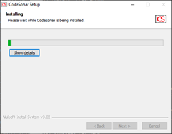 Screenshot:
             Installer, installing