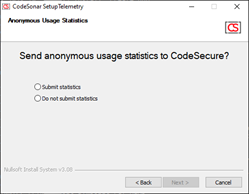 Screenshot: Installer,
          statistics upload opt in/out screen