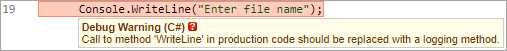 screenshot fragment: warning description box for Generic Exception Handler warning