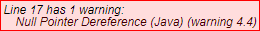 Screenshot: other warning annotation in a warning report