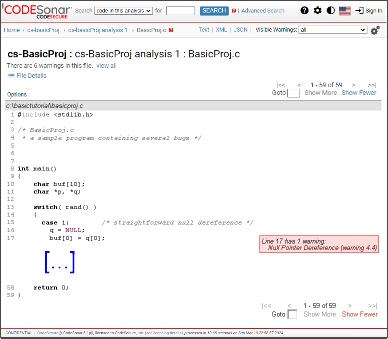 Screenshot: Source Listing Page