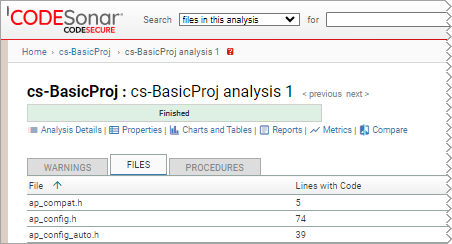 screenshot: analysis page with location of view all link marked