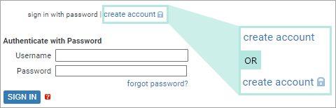 screenshot showing location of create account tab