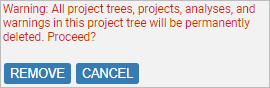 screenshot fragment: link expansion for project removal