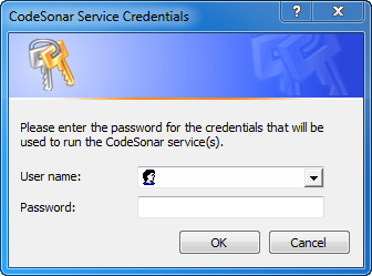 screenshot: services authentication dialog